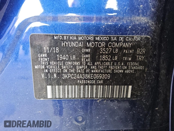 2019 Hyundai Accent SE with VIN 3KPC24A38KE069309, listed as a Copart auction lot 51899715 with 101,671 mi miles and Clean Title. Bid and sale history available at DreamBid. Image 13.