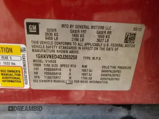 2013 GMC Acadia SLE with VIN 1GKKVNED4DJ263258, listed as a Copart auction lot 78400224 with 195,002 mi miles and Salvage Title. Bid and sale history available at carsss.com. Image 13.