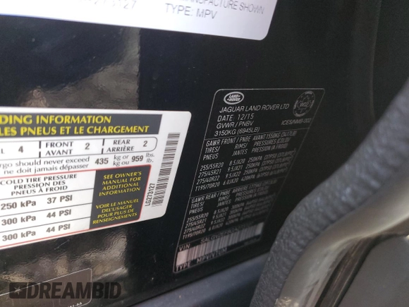 2016 Land Rover Range Rover Autobiography with VIN SALGV2EF8GA273127, listed as a Copart auction lot 87515045 with 133,850 mi miles and Salvage Title. Bid and sale history available at DreamBid. Image 15.