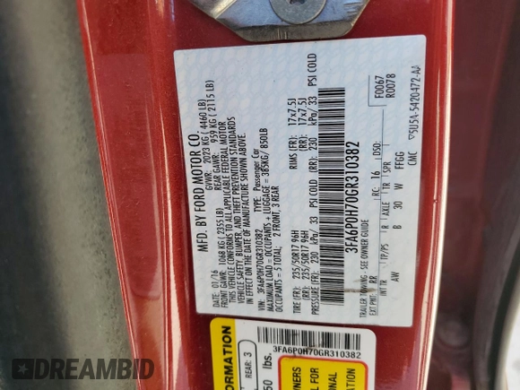 2016 Ford Fusion SE with VIN 3FA6P0H70GR310382, listed as a Copart auction lot 47272695 with 151,175 mi miles and Salvage Title. Bid and sale history available at DreamBid. Image 12.