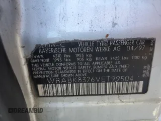1997 BMW 3-Series 328IC with VIN WBABK8326VET99504, listed as a Copart auction lot 76481924 with 172,043 mi miles and Salvage Title. Bid and sale history available at carsss.com. Image 12.
