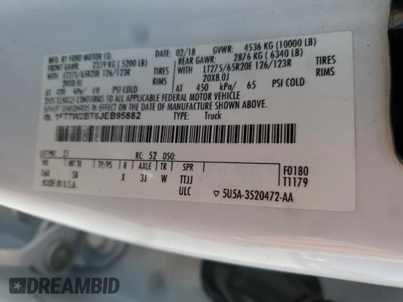 2018 Ford Super Duty F-250 SRW XL with VIN 1FT7W2BT6JEB95882, listed as a Copart auction lot 75690644 with 0 mi miles and Non Repairable. Bid and sale history available at carsss.com. Image 13.