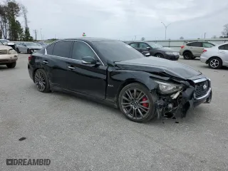 2018 Infiniti Q50 RED SPORT 400 with VIN JN1FV7AR5JM481734, listed as a Copart auction lot 48287625 with 0 mi miles and Salvage Title. Bid and sale history available at carsss.com. Image 4.