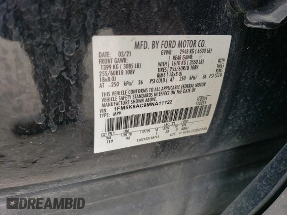 2021 Ford Explorer z VIN 1FM5K8AC9MNA11722, wystawiony jako Copart lot #55345645 z przebiegiem 28 723 mil mil oraz Szkoda całkowita • Salvage title. Historia ofert i sprzedaży dostępna na DreamBid. Obrazek 13.