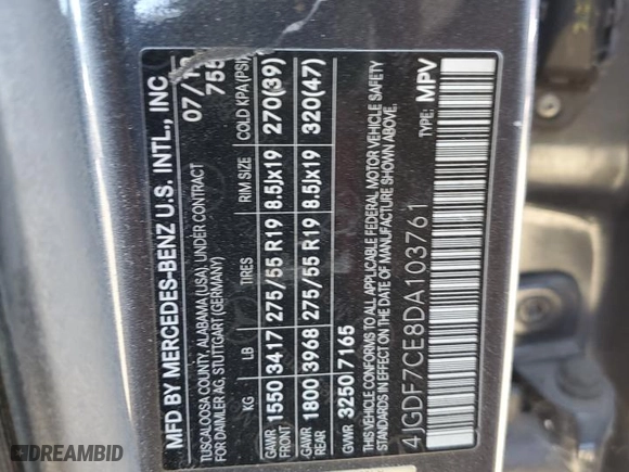 2013 Mercedes-Benz GL-Class GL 450 with VIN 4JGDF7CE8DA103761, listed as a Copart auction lot 73890744 with 199,391 mi miles and Clean Title. Bid and sale history available at carsss.com. Image 13.