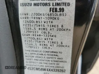 1999 Isuzu Rodeo S with VIN 4S2CM58W4X4339262, listed as a Copart auction lot 82804154 with 177,097 mi miles and Salvage Title. Bid and sale history available at carsss.com. Image 15.