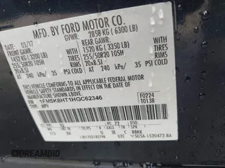 2017 Ford Explorer Platinum с VIN 1FM5K8HT1HGC62346, выставлен на аукционе IAAI как лот 42238041 с пробегом 91 926 миль миль и . История ставок и продаж доступна на DreamBid. Изображение 9.