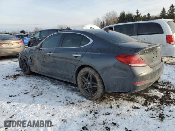 2020 Genesis G70 2.0T Sport with VIN KMTG24LA4LU049107, listed as a Copart auction lot 86111044 with 128,379 mi miles and Salvage Title. Bid and sale history available at carsss.com. Image 2.