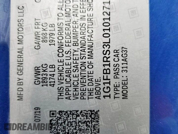 2020 Chevrolet Camaro 1LT z VIN 1G1FB1RS3L0101271, wystawiony jako Copart lot #58210225 z przebiegiem 40 211 mil mil oraz Szkoda całkowita • Salvage title. Historia ofert i sprzedaży dostępna na DreamBid. Obrazek 13.
