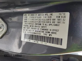 2011 Acura RDX with VIN 5J8TB2H29BA002353, listed as a IAAI auction lot 42220358 with 170,905 mi miles and . Bid and sale history available at DreamBid. Image 9.