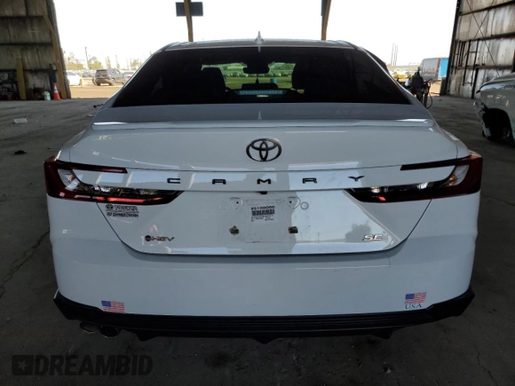 2025 Toyota Camry LE with VIN 4T1DAACK8SU065932, listed as a Copart auction lot 44106555 with 5,392 mi miles and Salvage Title. Bid and sale history available at carsss.com. Image 6.