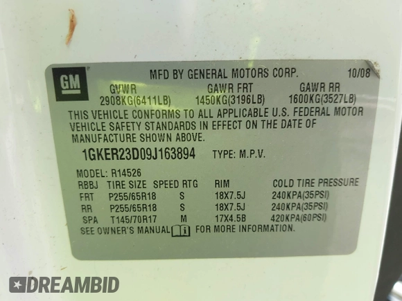 2012 GMC Acadia SL z VIN 1GKKRNEDXCJ185443, wystawiony jako IAAI lot #42164051 z przebiegiem 152 424 mil mil oraz . Historia ofert i sprzedaży dostępna na DreamBid. Obrazek 9.