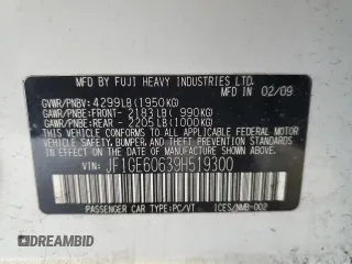 2009 Subaru Impreza i z VIN JF1GE60639H519300, wystawiony jako Copart lot #58386565 z przebiegiem 153 717 mil mil oraz Szkoda całkowita • Salvage title. Historia ofert i sprzedaży dostępna na DreamBid. Obrazek 13.