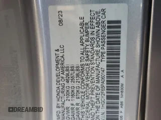 2023 Honda Accord EX-L with VIN 1HGCY2F65PA060147, listed as a Copart auction lot 57876835 with 10,995 mi miles and Salvage title. Bid and sale history available at DreamBid. Image 12.