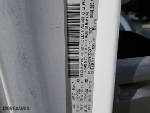 2019 Ram ProMaster Cargo Van with VIN 3C6TRVDG4KE524647, listed as a Copart auction lot 65241154 with 84,873 mi miles and Salvage Title. Bid and sale history available at carsss.com. Image 15.