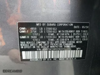 2024 Subaru Outback Premium with VIN 4S4BTACC6R3293311, listed as a Copart auction lot 48082555 with 18,883 mi miles and Salvage Title. Bid and sale history available at carsss.com. Image 14.