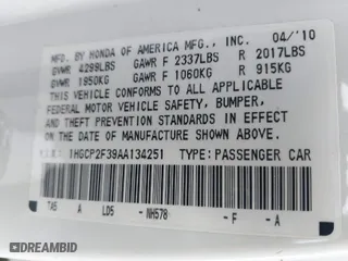 2010 Honda Accord Sdn LX with VIN 1HGCP2F39AA134251, listed as a IAAI auction lot 40934483 with 79,352 mi miles. Bid and sale history available at carsss.com. Image 9.