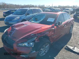 2014 Infiniti Q50 Premium with VIN JN1BV7AR4EM697482, listed as a IAAI auction lot 40844403 with 86,577 mi miles and . Bid and sale history available at DreamBid. Image 2.