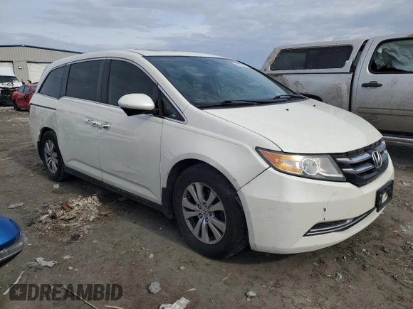 2017 Honda Odyssey EX-L with VIN 5FNRL5H68HB024712, listed as a Copart auction lot 46572565 with 104,917 mi miles and Salvage Title. Bid and sale history available at DreamBid. Image 4.