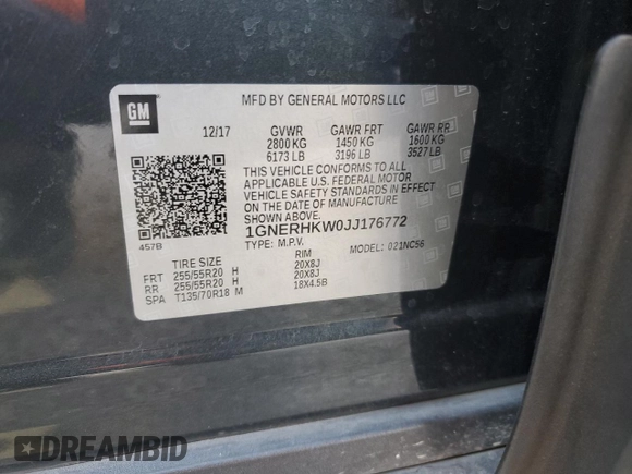 2018 Chevrolet Traverse LT z VIN 1GNERHKW0JJ176772, wystawiony jako Copart lot #57174665 z przebiegiem 130 469 mil mil oraz Szkoda całkowita • Salvage title. Historia ofert i sprzedaży dostępna na DreamBid. Obrazek 12.