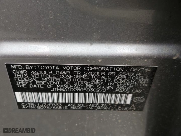 2016 Lexus IS 200t with VIN JTHBA1D28G5030270, listed as a Copart auction lot 51350553 with NaN miles. Bid and sale history available at carsss.com. Image 12.