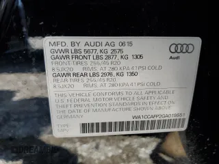 2016 Audi SQ5 Premium Plus with VIN WA1CCAFP2GA019551, listed as a Copart auction lot 61885134 with 99,722 mi miles and Salvage Title. Bid and sale history available at carsss.com. Image 12.