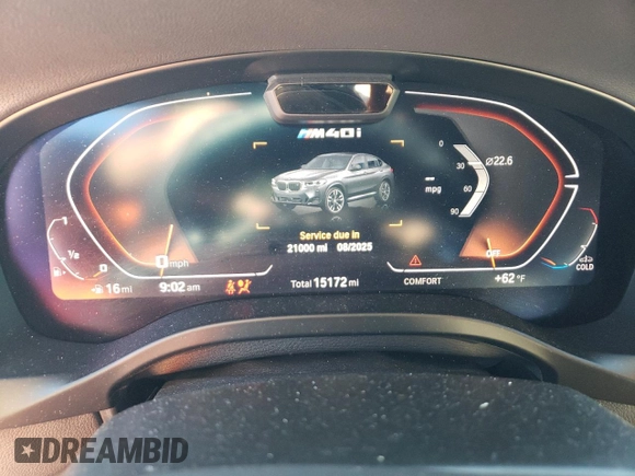 2023 BMW X4 M40i with VIN 5UX43DT01P9N51344, listed as a Copart auction lot 81478284 with 15,172 mi miles and Salvage Title. Bid and sale history available at carsss.com. Image 9.