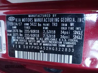 2017 Kia Sorento EX with VIN 5XYPHDA52HG322833, listed as a IAAI auction lot 41611029 with 166,590 mi miles and . Bid and sale history available at DreamBid. Image 9.