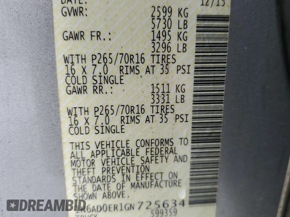 2016 Nissan Frontier SV with VIN 1N6AD0ER1GN725634, listed as a Copart auction lot 58117845 with 115,777 mi miles and Salvage title. Bid and sale history available at DreamBid. Image 13.