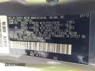 2013 Toyota Sienna XLE with VIN 5TDDK3DC0DS059036, listed as a IAAI auction lot 42069896 with 124,105 mi miles and . Bid and sale history available at DreamBid. Image 9.