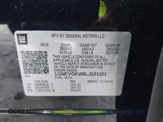 2020 Chevrolet Traverse LT Cloth z VIN 1GNEVGKW6LJ101101, wystawiony jako IAAI lot #40050482 z przebiegiem 86 527 mil mil oraz . Historia ofert i sprzedaży dostępna na DreamBid. Obrazek 9.
