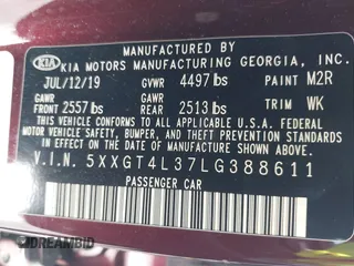 2020 Kia Optima LX with VIN 5XXGT4L37LG388611, listed as a IAAI auction lot 42741064 with 104,409 mi miles and . Bid and sale history available at DreamBid. Image 9.