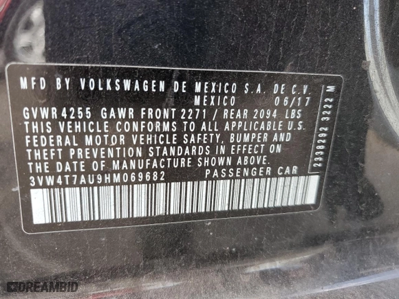 2017 Volkswagen Golf GTI S with VIN 3VW4T7AU9HM069682, listed as a Copart auction lot 42731724 with 88,636 mi miles and Salvage Title. Bid and sale history available at carsss.com. Image 14.