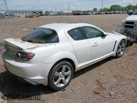2005 Mazda RX-8 with VIN JM1FE17N150142559, listed as a IAAI auction lot 42145200 with 124,364 mi miles. Bid and sale history available at carsss.com. Image 4.