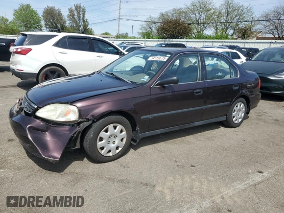 2000 Honda Civic LX with VIN 1HGEJ6678YL058105, listed as a Copart auction lot 54119675 with 272,441 mi miles and Salvage Title. Bid and sale history available at carsss.com. Image 1.