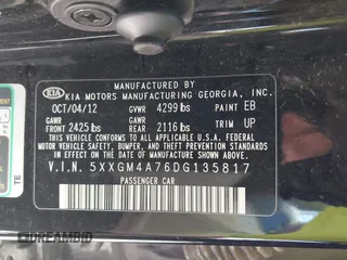2013 Kia Optima LX z VIN 5XXGM4A76DG135817, wystawiony jako IAAI lot #42037783 z przebiegiem 147 175 mil mil oraz . Historia ofert i sprzedaży dostępna na DreamBid. Obrazek 9.