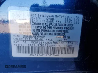 2019 Nissan Sentra SR with VIN 3N1AB7AP4KY399686, listed as a Copart auction lot 86449224 with 35,101 mi miles and Salvage Title. Bid and sale history available at carsss.com. Image 14.