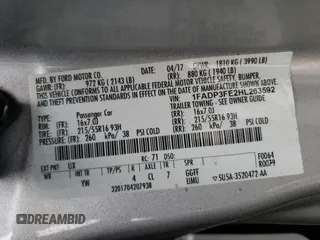 2017 Ford Focus SE with VIN 1FADP3FE2HL263592, listed as a Copart auction lot 65259845 with 74,413 mi miles and Clean title. Bid and sale history available at DreamBid. Image 12.