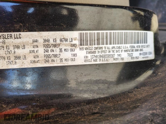 2008 Dodge 1500 SLT with VIN 1D7HA18N68S589387, listed as a Copart auction lot 54449175 with 192,760 mi miles and Salvage title. Bid and sale history available at DreamBid. Image 12.