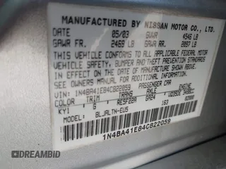 2004 Nissan Maxima SL with VIN 1N4BA41E84C822059, listed as a IAAI auction lot 42032195 with 213,650 mi miles. Bid and sale history available at carsss.com. Image 9.