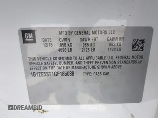 2016 Chevrolet Malibu LT with VIN 1G1ZE5ST1GF185088, listed as a IAAI auction lot 42060003 with 106,575 mi miles and . Bid and sale history available at DreamBid. Image 9.