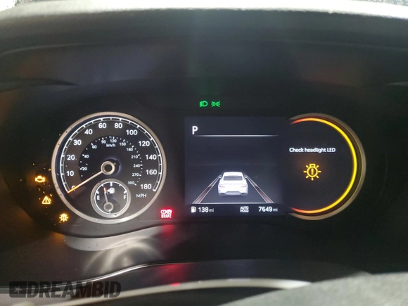 2023 Genesis G70 2.0T with VIN KMTG34TA5PU126988, listed as a Copart auction lot 73927763 with 7,649 mi miles and Clean Title. Bid and sale history available at DreamBid. Image 9.