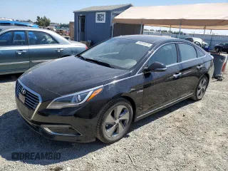 2017 Hyundai Sonata Hybrid Limited with VIN KMHE34L14HA046991, listed as a Copart auction lot 65815373 with 95,854 mi miles. Bid and sale history available at carsss.com. Image 1.