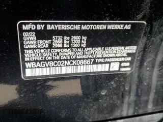 2022 BMW 8 Series M850i with VIN WBAGV8C02NCK08667, listed as a Copart auction lot 50335155 with 22,737 mi miles and Salvage title. Bid and sale history available at DreamBid. Image 12.