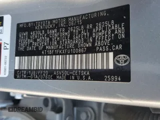 2015 Toyota Camry XLE z VIN 4T1BF1FKXFU100867, wystawiony jako Copart lot #58557775 z przebiegiem 343 934 mil mil oraz Szkoda całkowita • Salvage title. Historia ofert i sprzedaży dostępna na DreamBid. Obrazek 13.