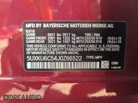 2018 BMW X6 xDrive50i with VIN 5UXKU6C54J0Z66522, listed as a Copart auction lot 50924585 with 49,359 mi miles and Salvage Title. Bid and sale history available at carsss.com. Image 14.