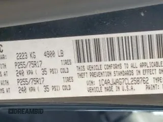 2012 Jeep Wrangler Sport with VIN 1C4AJWAG7CL258762, listed as a Copart auction lot 45012874 with Not provided miles and Non repairable. Bid and sale history available at DreamBid. Image 12.