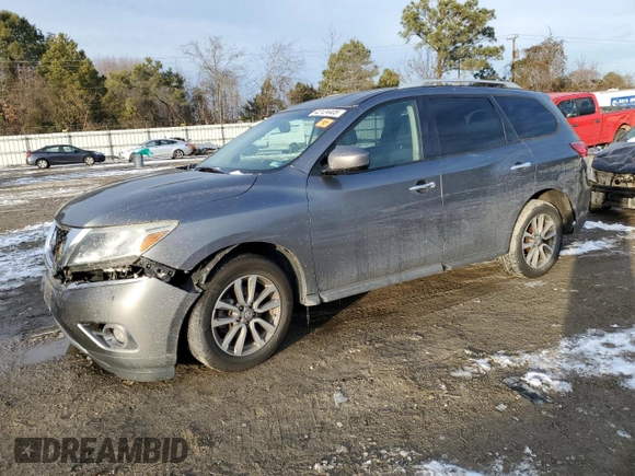 2015 Nissan Pathfinder S z VIN 5N1AR2MM7FC649087, wystawiony jako Copart lot #42124405 z przebiegiem 104 426 mil mil oraz Czysty tytuł • Clean title. Historia ofert i sprzedaży dostępna na DreamBid. Obrazek 1.