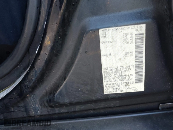 2014 Nissan Altima S with VIN 1N4AL3AP2EN379463, listed as a IAAI auction lot 41111740 with 49,874 mi miles and . Bid and sale history available at carsss.com. Image 9.