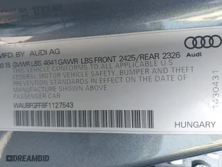 2015 Audi A3 2.0T Premium with VIN WAUBFGFF8F1127543, listed as a IAAI auction lot 40676171 with 60,354 mi miles. Bid and sale history available at carsss.com. Image 9.